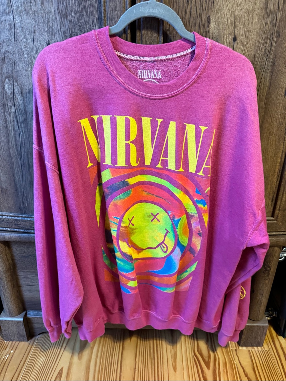 Urban Outfitters Pink Nirvana Graphic Sweatshirt with Multicolor Print